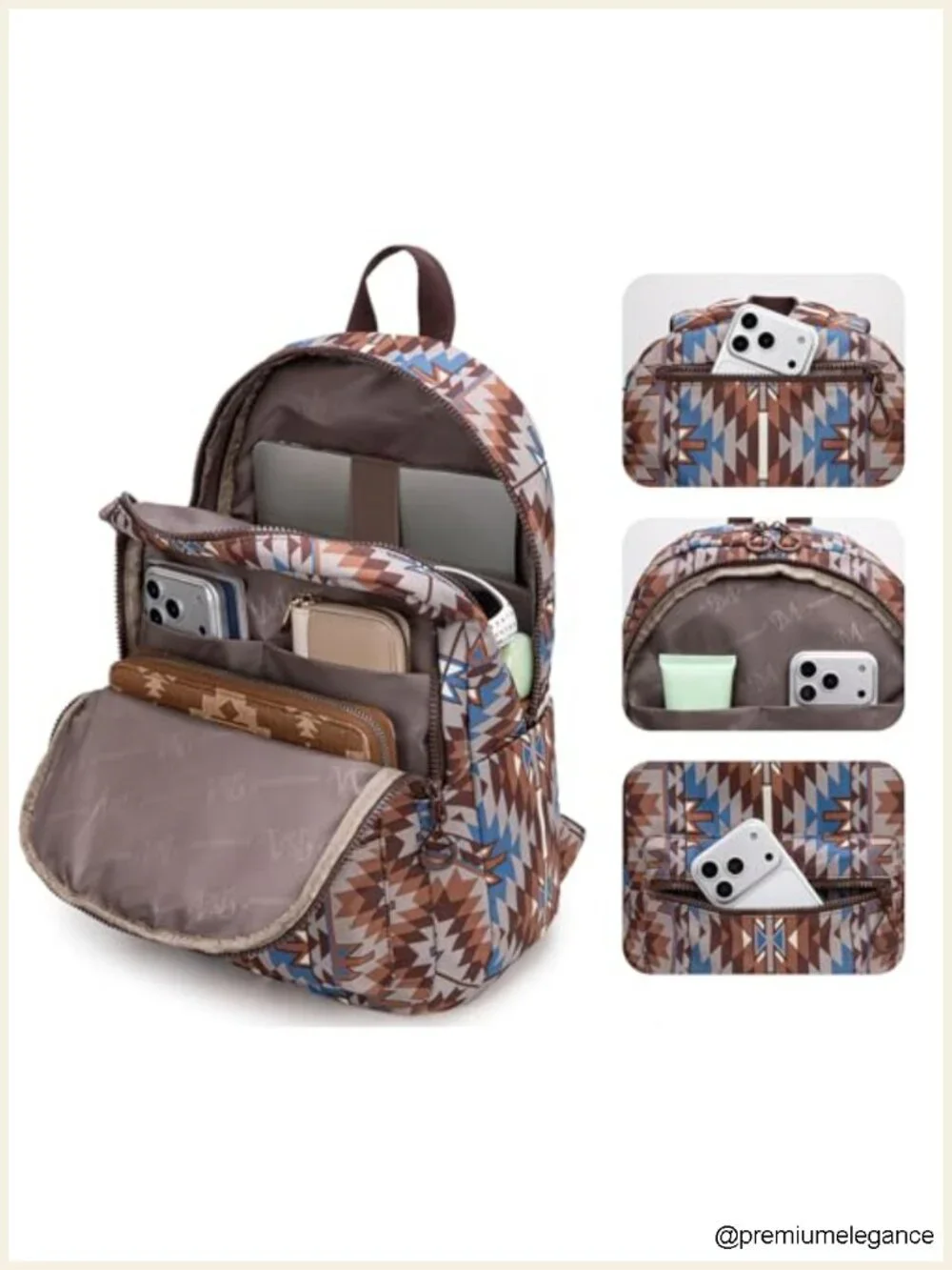 Western Aztec Backpack Purse Lightweight Casual Daypack Waterproof Nylon Travel